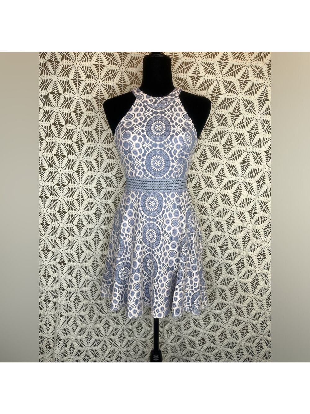 Blue and white lace City Triangles Summer Dress